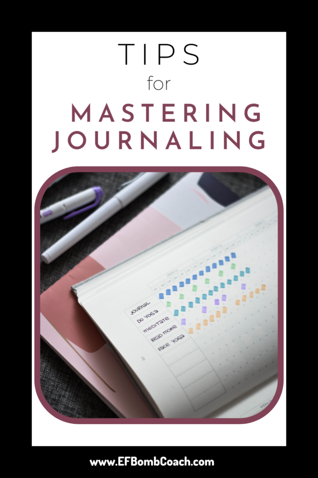 tips for mastering journaling - open journal with colorful tracker