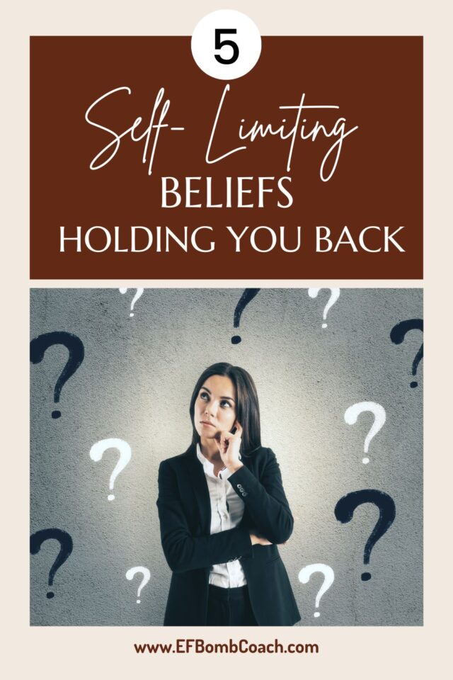 5 Self-limiting beliefs holding you back - woman surrounded by question marks