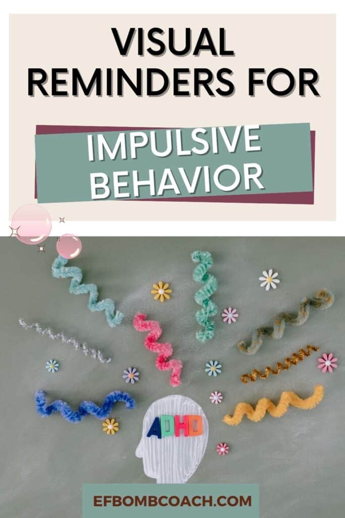 Visual Reminders for Impulsive Behavior - silhouette of head with curly, colorful pipe cleaners coming out of it