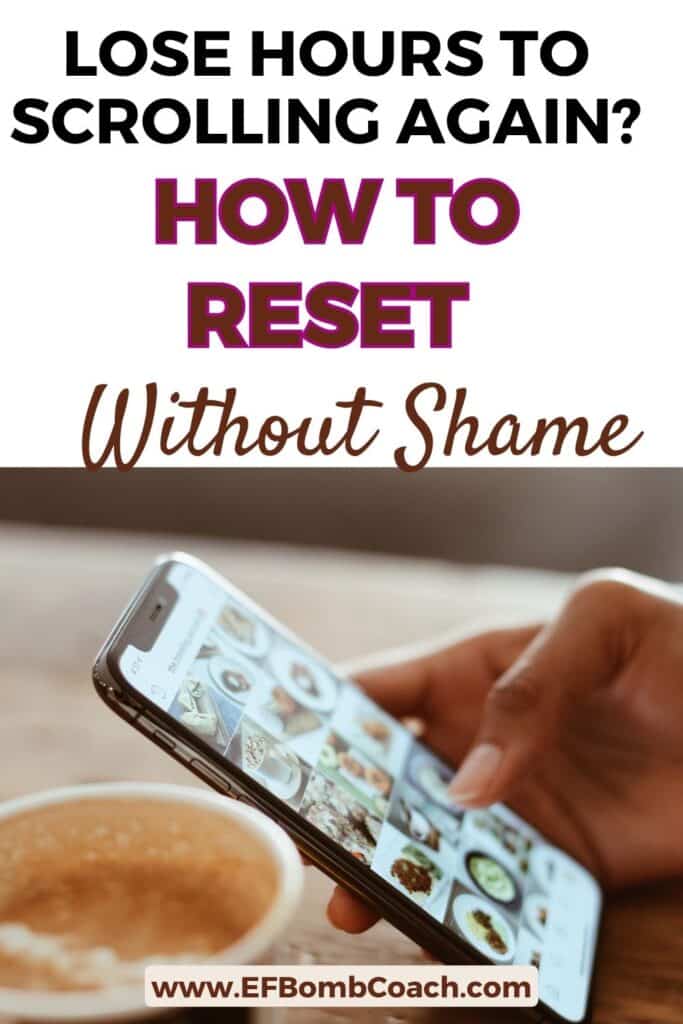 Lose Hours to Scrolling Again? How to Reset Without Shame - person scrolling on their phone next to their coffee