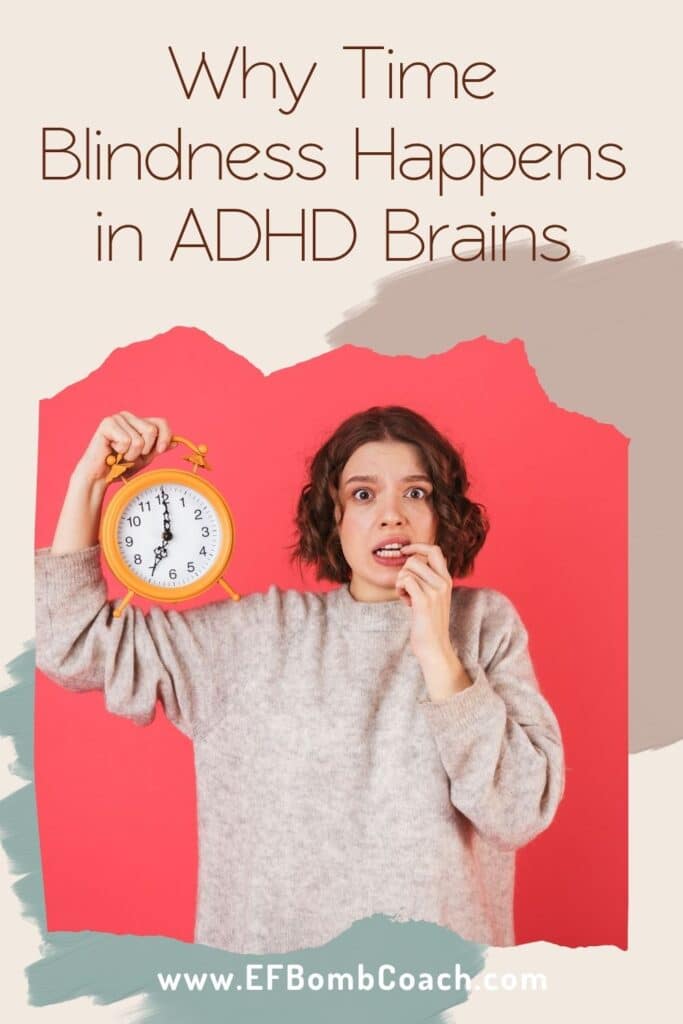 Why Time Blindness Happens in ADHD Brains - surprised woman holding a clock