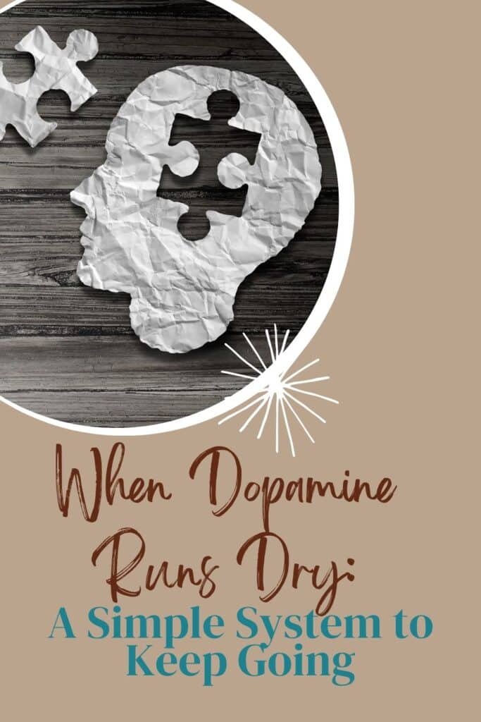 When Dopamine Runs Dry: A Simple System to Keep Going - silhouette of a head with a puzzle piece missing