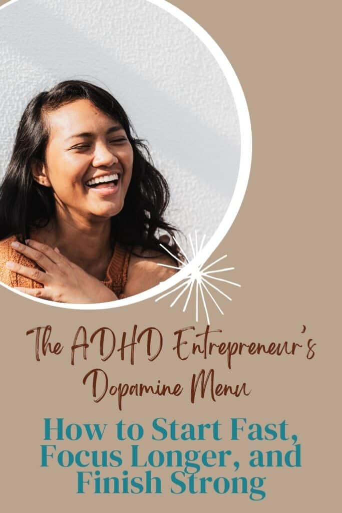 The ADHD Entrepreneur’s Dopamine Menu  - woman, smiling, hugging herself
