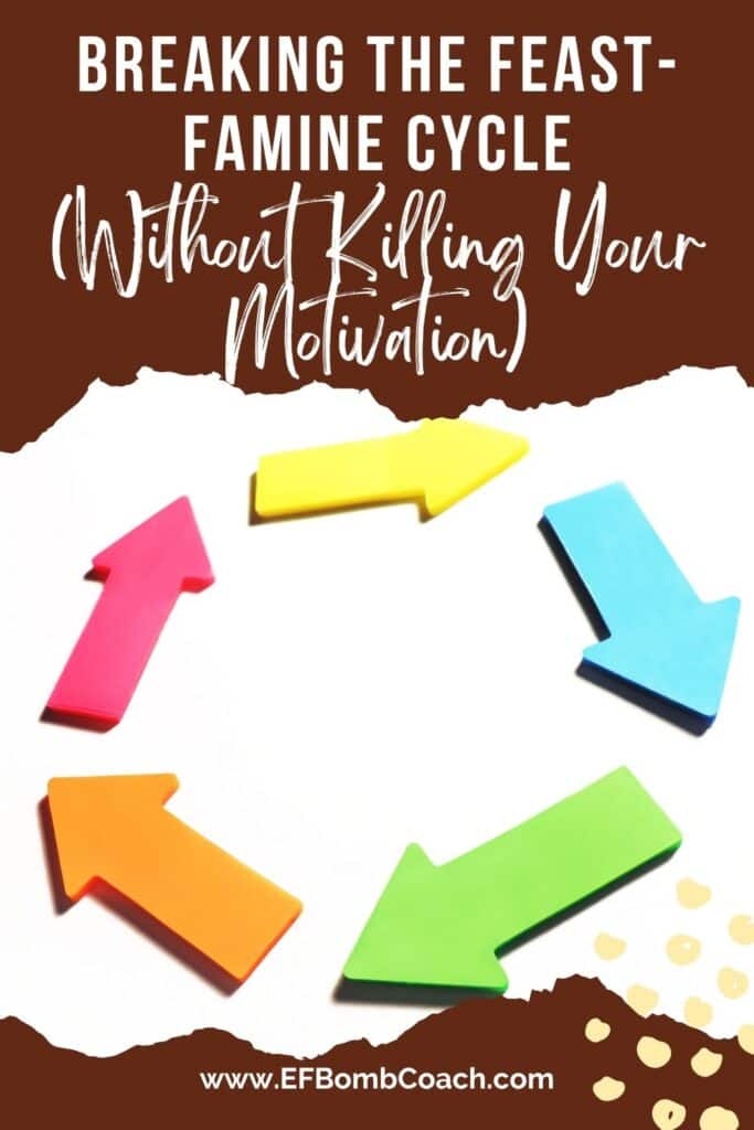 Breaking the Feast-Famine Cycle (Without Killing Your Motivation) - cycle made of colorful arrows