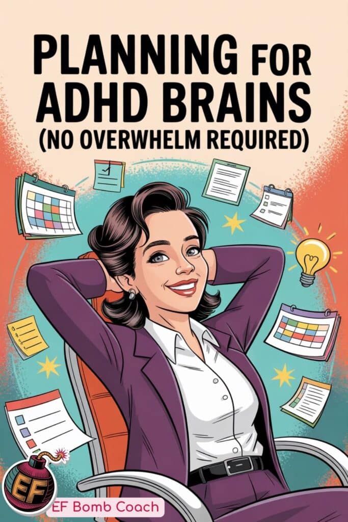 How to Plan When You Hate Planning - business woman leaning back in desk chair, hands behind her head, smiling