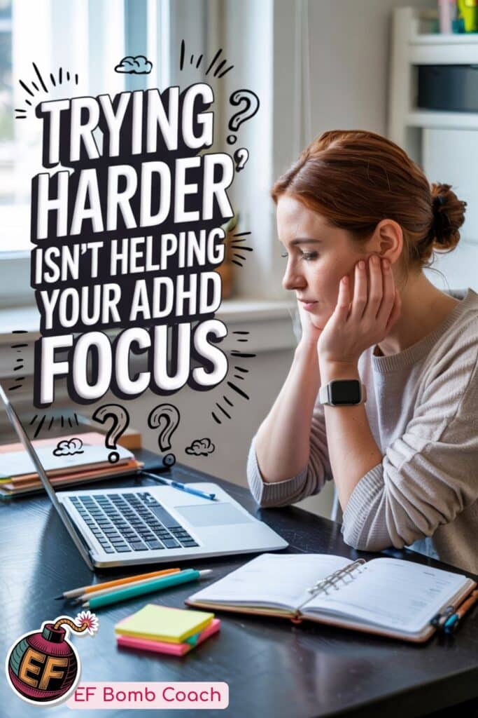 Why Pushing Harder Makes ADHD Focus Worse (and What to Do Instead) - woman staring at her laptop
